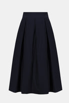Signature | |Stretch Taffeta Flared Skirt With Box Pleats