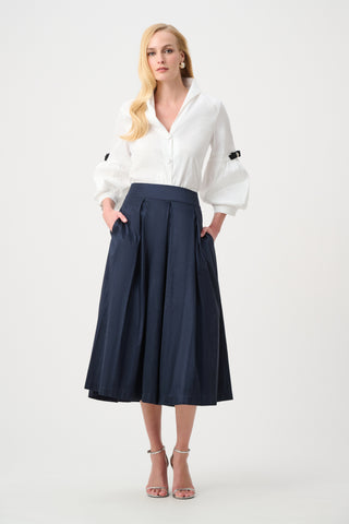 Joseph Ribkoff Signature | Stretch Taffeta Flared Skirt With Box Pleats-261757F26