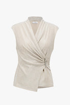 Signature | Sparkle Knit Wrap Top With Rhinestones Ornament