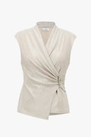 Joseph Ribkoff Signature | Sparkle Knit Wrap Top With Rhinestones Ornament-261758