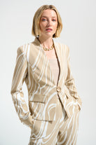 Signature | Lux Twill Foiled Abstract Print Fitted Jacket With Statement Button