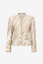 Signature | Lux Twill Foiled Abstract Print Fitted Jacket With Statement Button