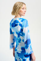 Signature | Silky Knit Floral Print Wrap Top With Chiffon Sleeves