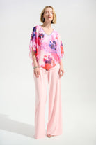 Signature | Silky Knit Floral Print Poncho With Chiffon Layer
