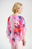 Signature | Silky Knit Floral Print Poncho With Chiffon Layer