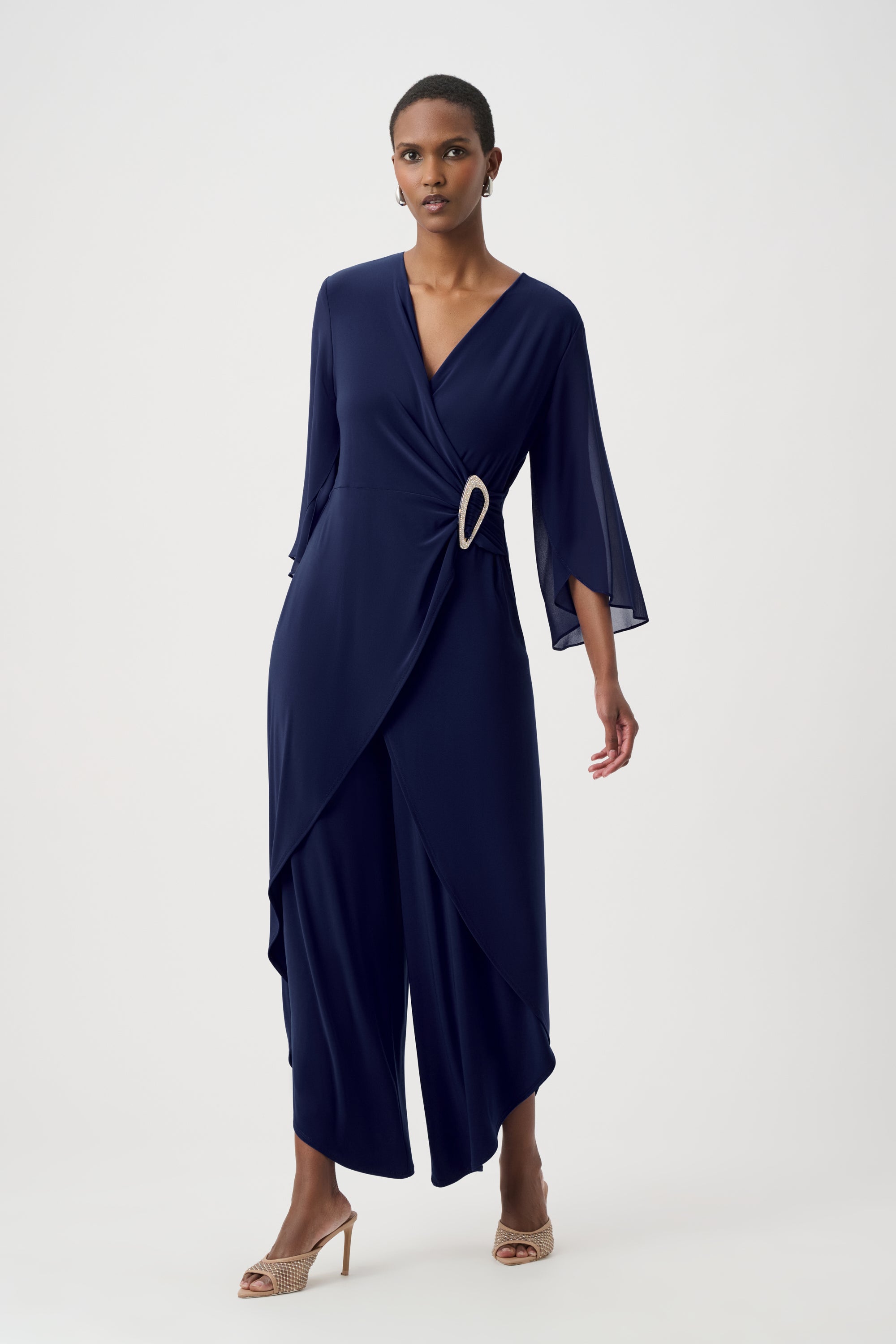 Signature | Silky Knit Culotte Jumpsuit With Chiffon Sleeves