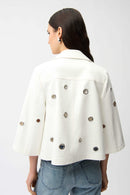 Joseph Ribkoff Foiled Faux Suede Swing Jacket With Grommets-261905