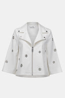 Joseph Ribkoff Foiled Faux Suede Swing Jacket With Grommets-261905