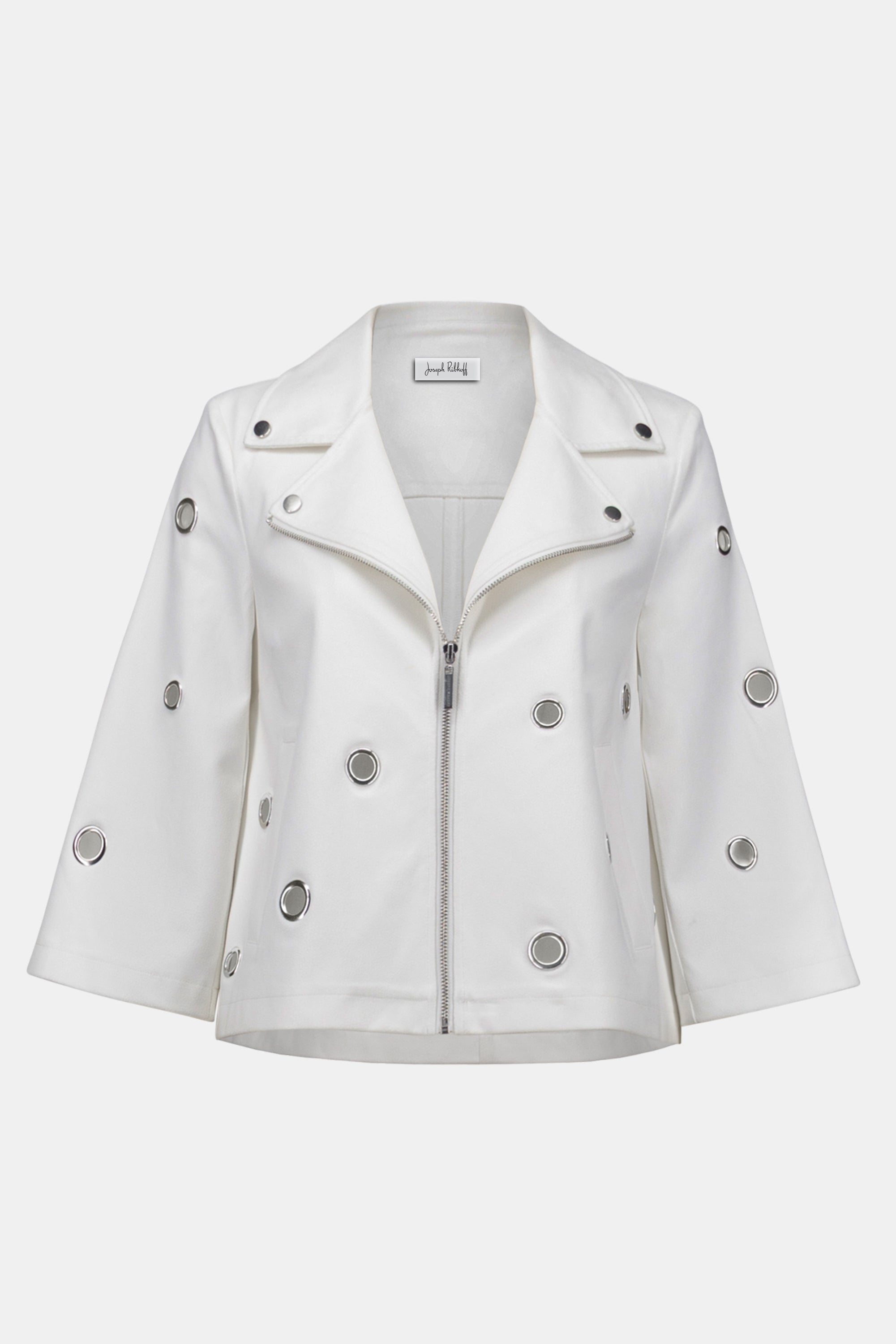Joseph Ribkoff Foiled Faux Suede Swing Jacket With Grommets-261905