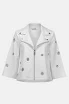Foiled Faux Suede Swing Jacket With Grommets