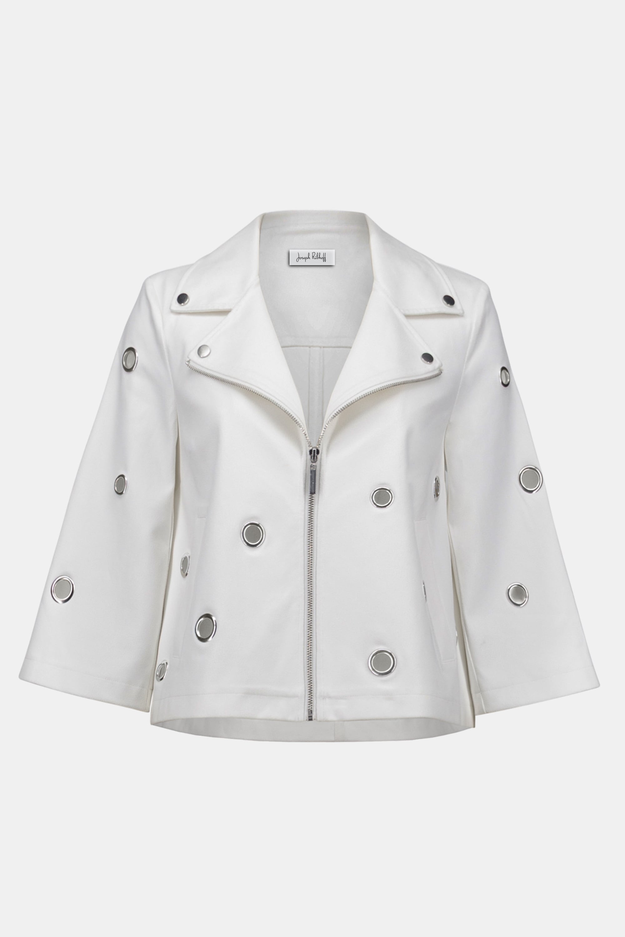 Foiled Faux Suede Swing Jacket With Grommets