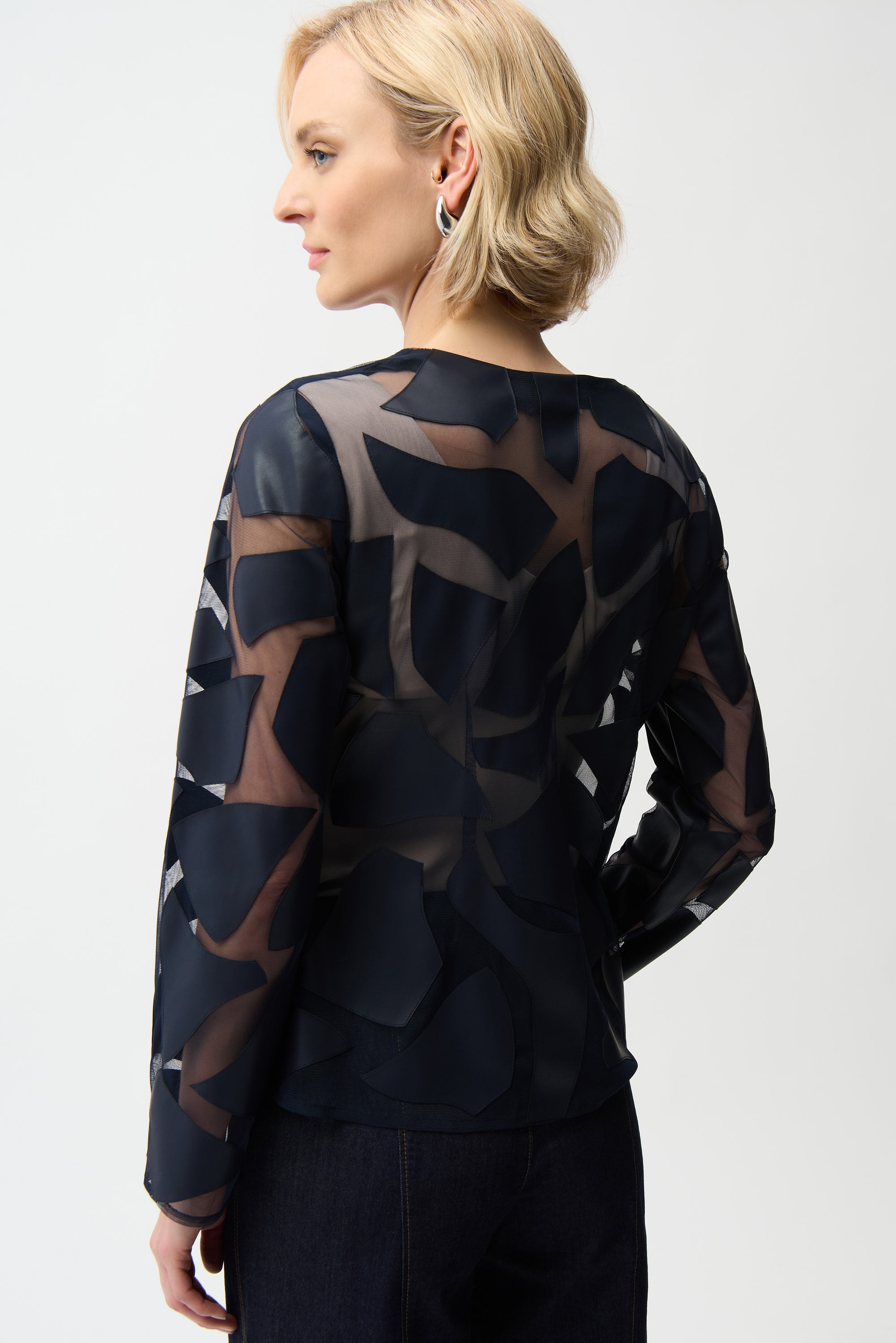 Laser Cut Leatherette Giraffe Print Fitted Jacket