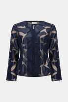 Laser Cut Leatherette Giraffe Print Fitted Jacket