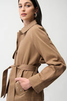 Cotton Twill Short Trench with Belt and Rhinestones Detail