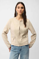 Joseph Ribkoff Scuba Suede Straight 4-Pocket Jacket With Button-261909