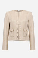 Joseph Ribkoff Scuba Suede Straight 4-Pocket Jacket With Button-261909