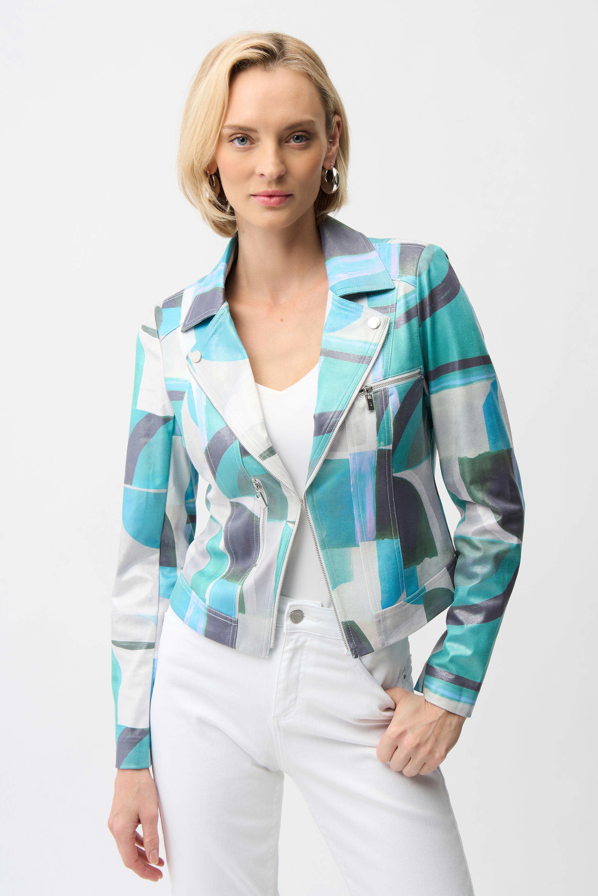 Joseph Ribkoof Geometric Print Fitted Jacket-261911