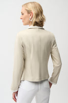 Foiled Faux Suede Fitted Jacket with Contrast Binding