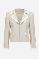 Foiled Faux Suede Fitted Jacket with Contrast Binding