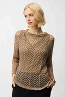 Joseph Ribkoff  Sequins Yarn Chevron Print Long Sleeve Sweater-261915