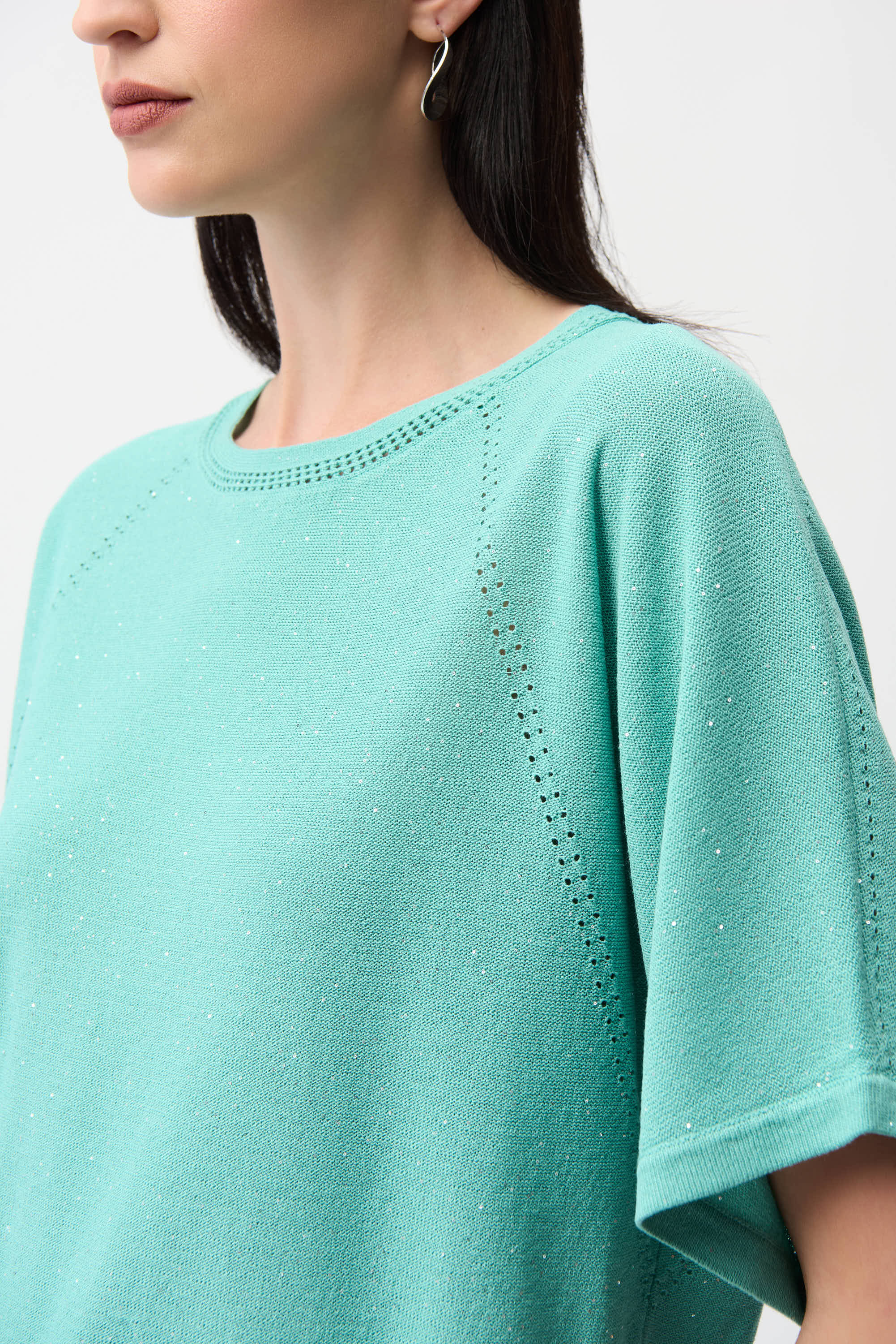 Sequins Yarn Short Sleeve Sweater