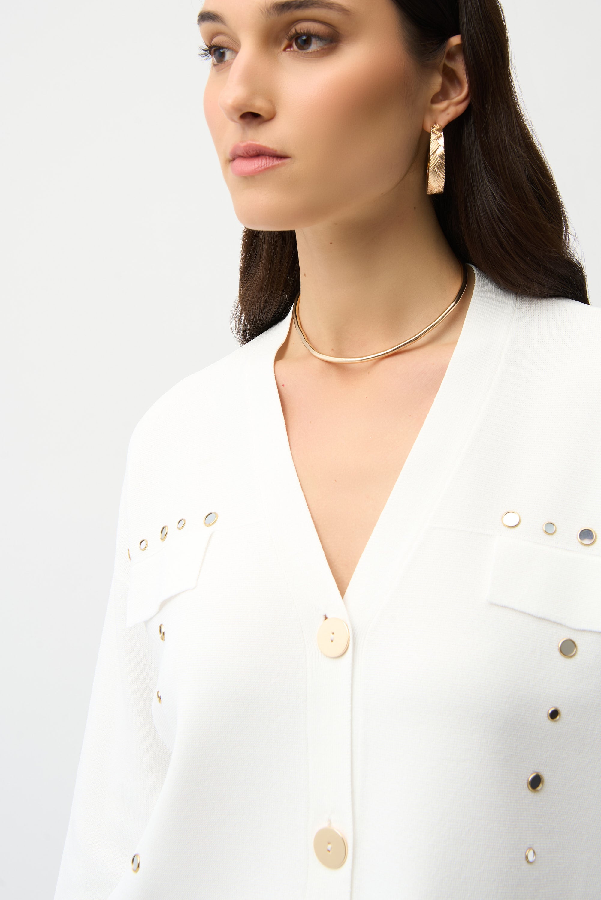 Viscose Blend Cardigan with Gold Buttons