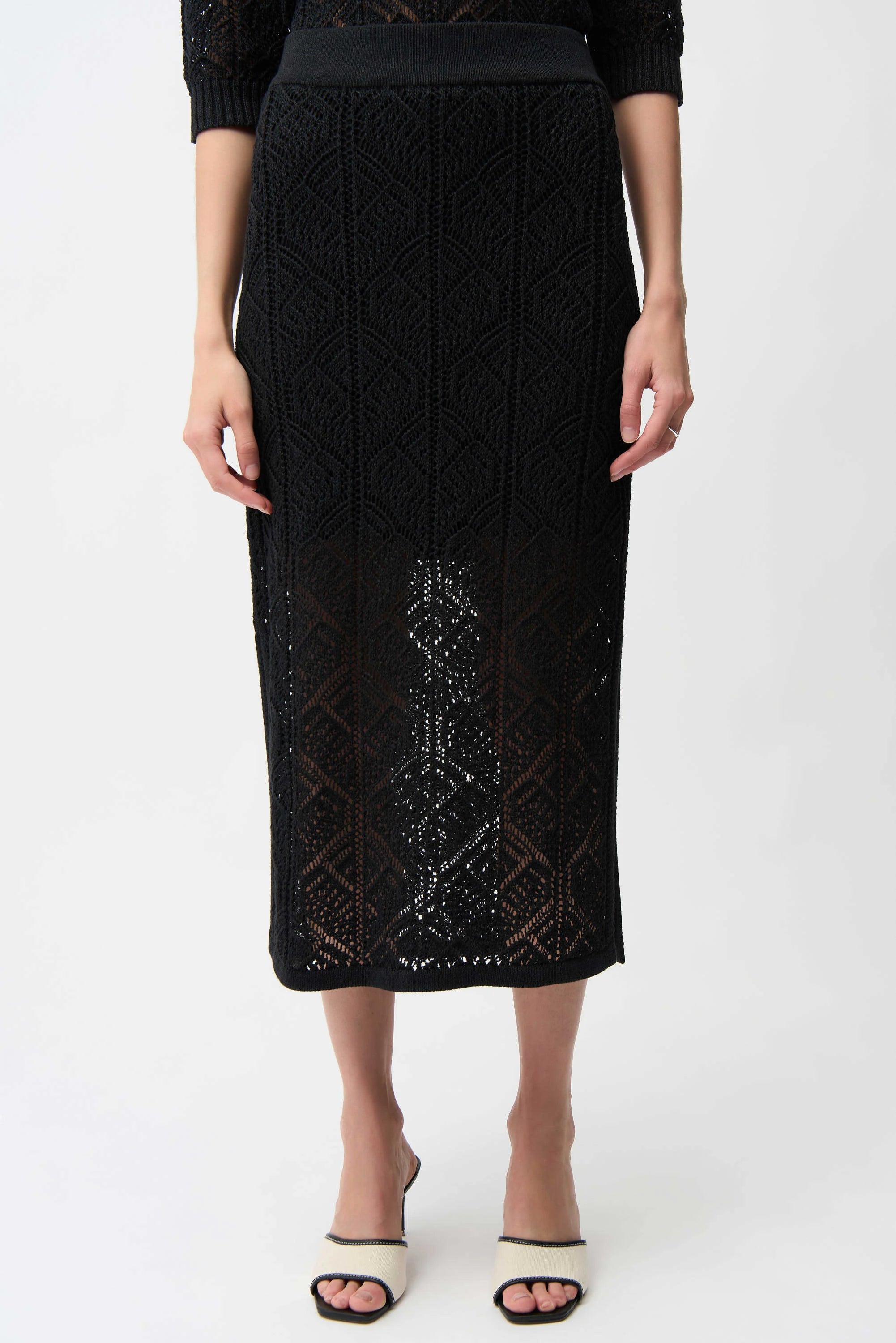 Joseph Ribkoff Cotton Blend Open Stitch Pencil Skirt-261928