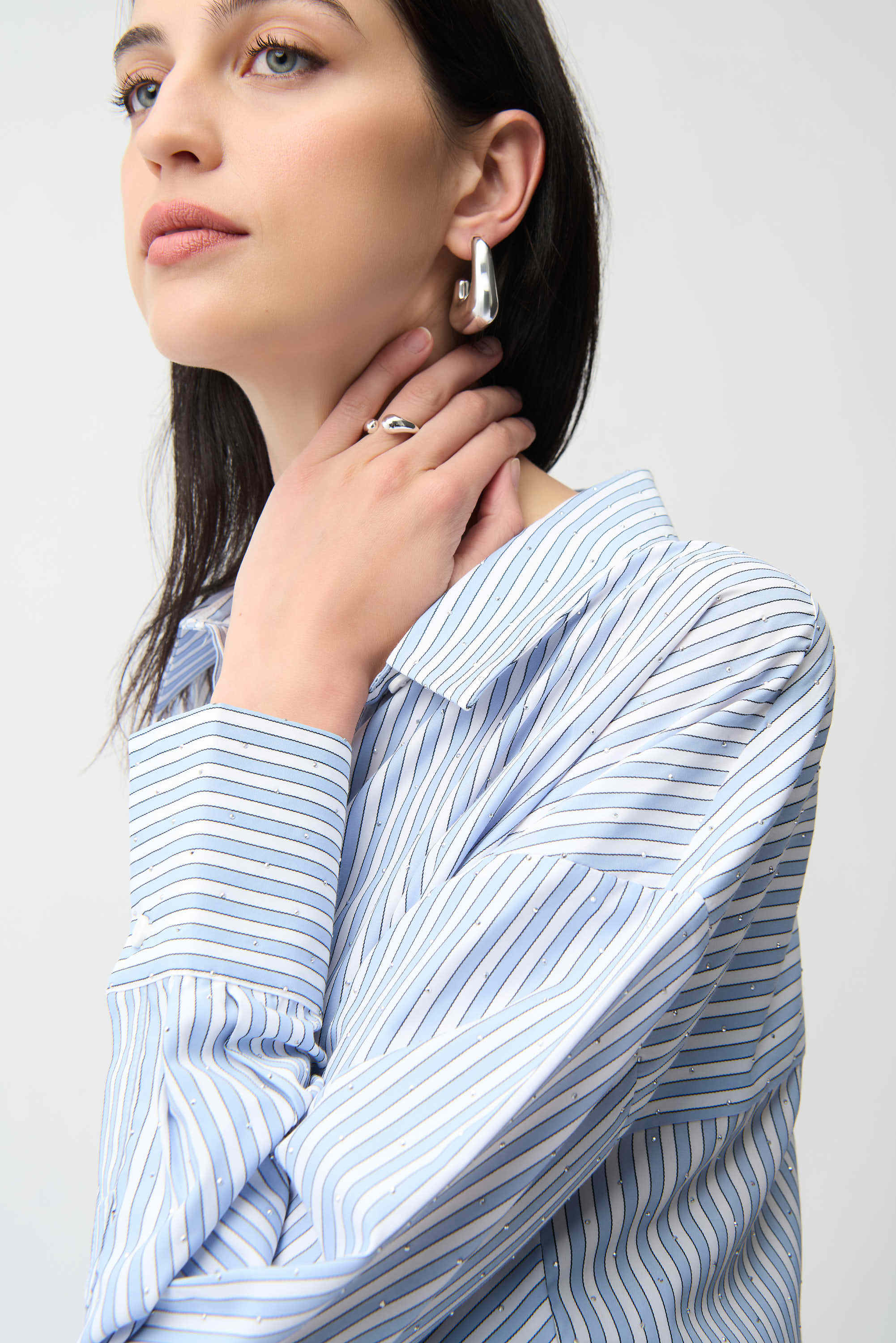Joseph Ribkoff Tencel Stripe Print Boxy Blouse-261931