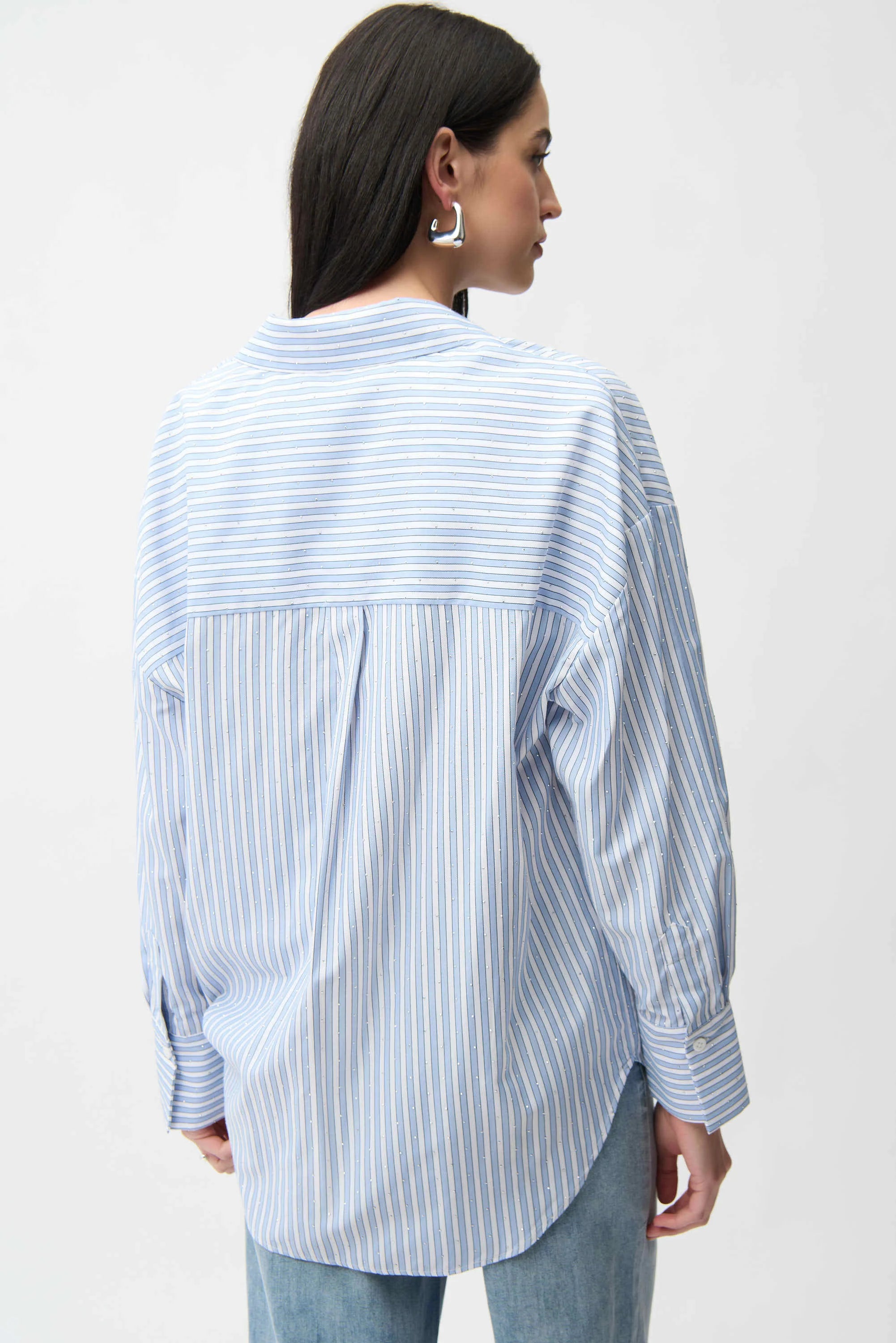 Joseph Ribkoff Tencel Stripe Print Boxy Blouse-261931