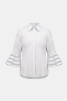 Stretch Poplin Straight Blouse with Organza Bell Sleeves