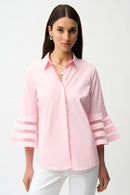 Joseph Ribkoff  Straight Blouse with Organza Bell Sleeves-261933