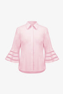 Joseph Ribkoff  Straight Blouse with Organza Bell Sleeves-261933