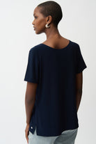 Silky Knit Fit and Flare Short Sleeve Top