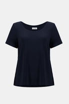 Silky Knit Fit and Flare Short Sleeve Top