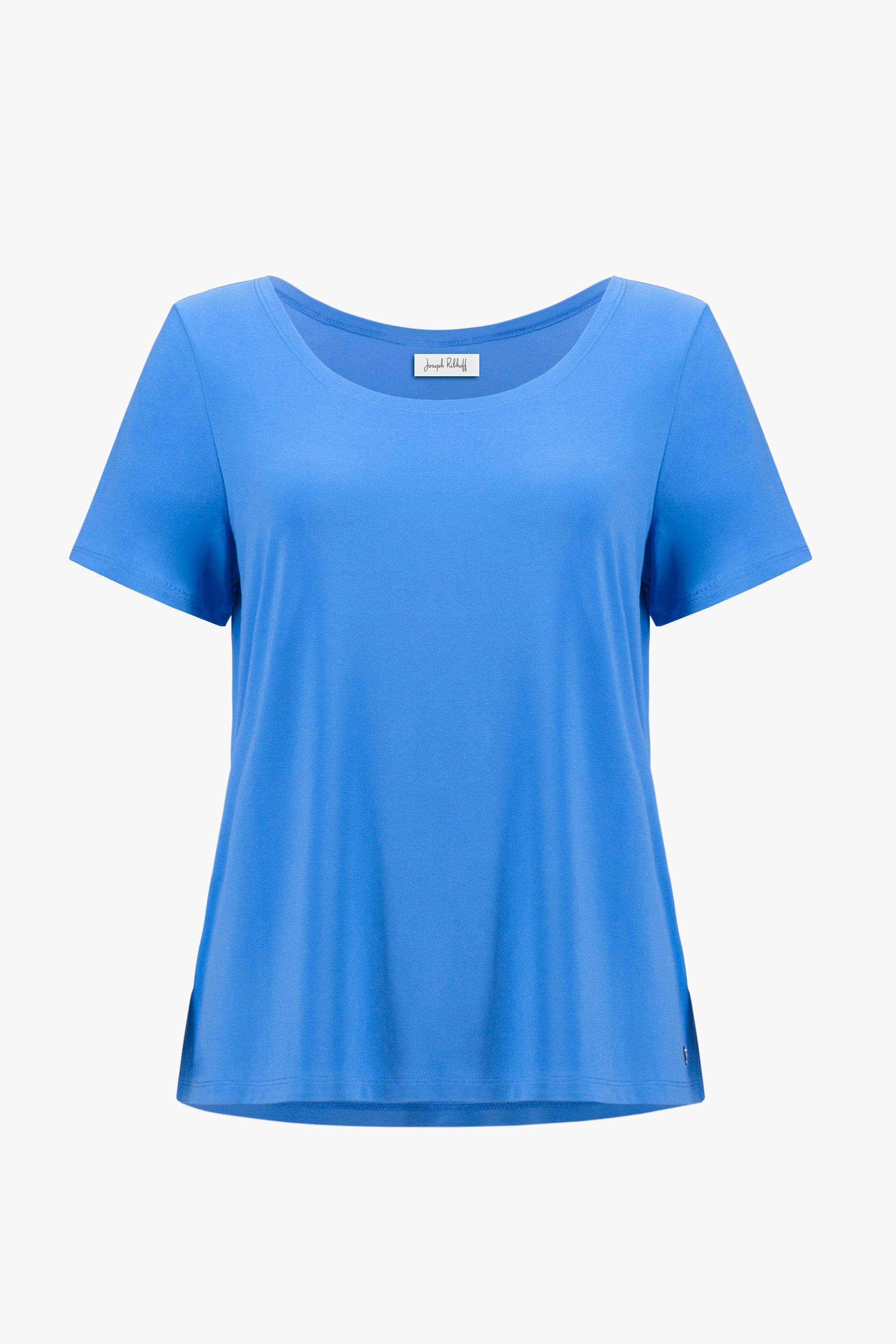 Silky Knit Fit and Flare Short Sleeve Top