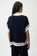 Joseph Ribkoff Viscose Blend Boxy Sweater With Stripe Detail-261941