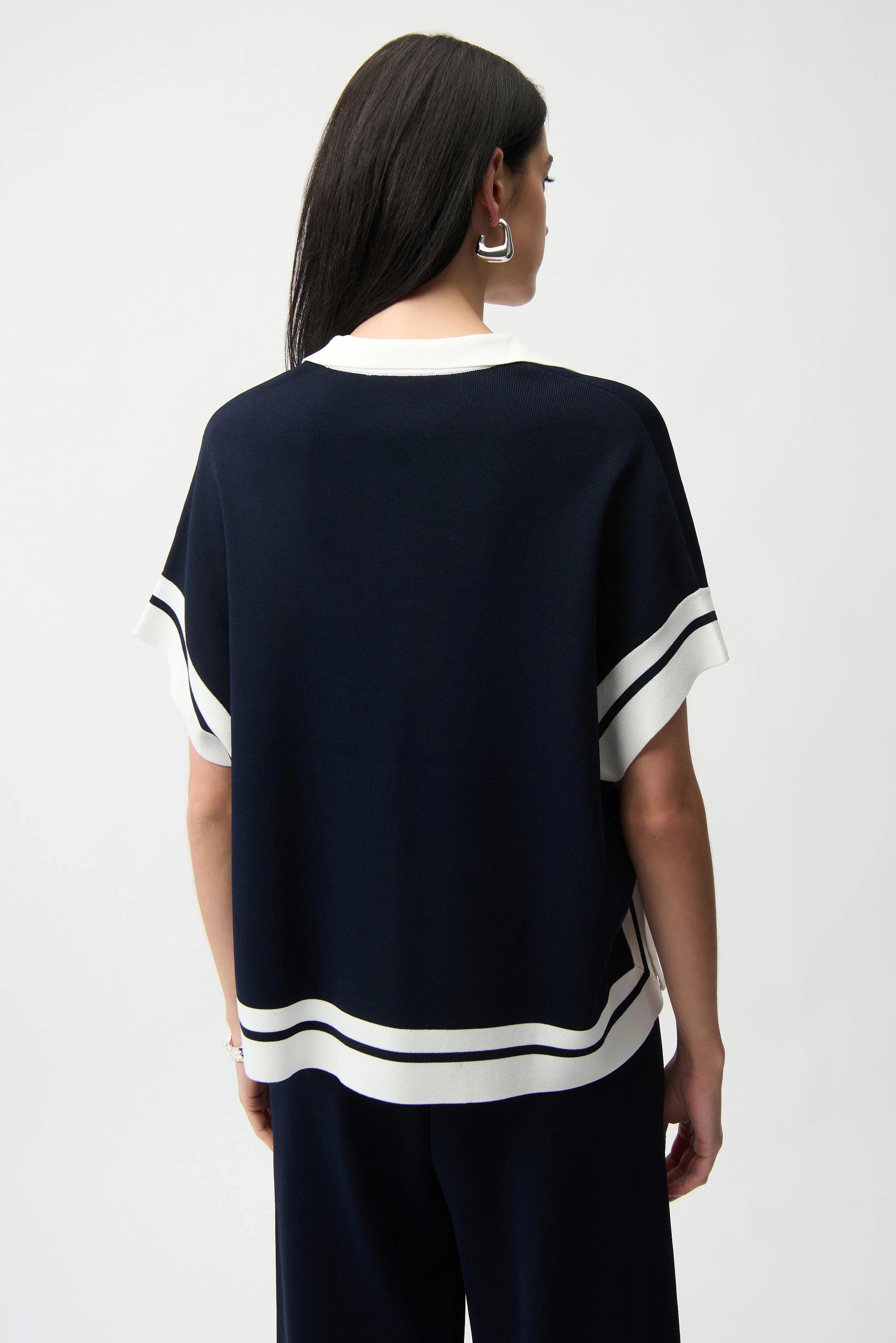 Joseph Ribkoff Viscose Blend Boxy Sweater With Stripe Detail-261941