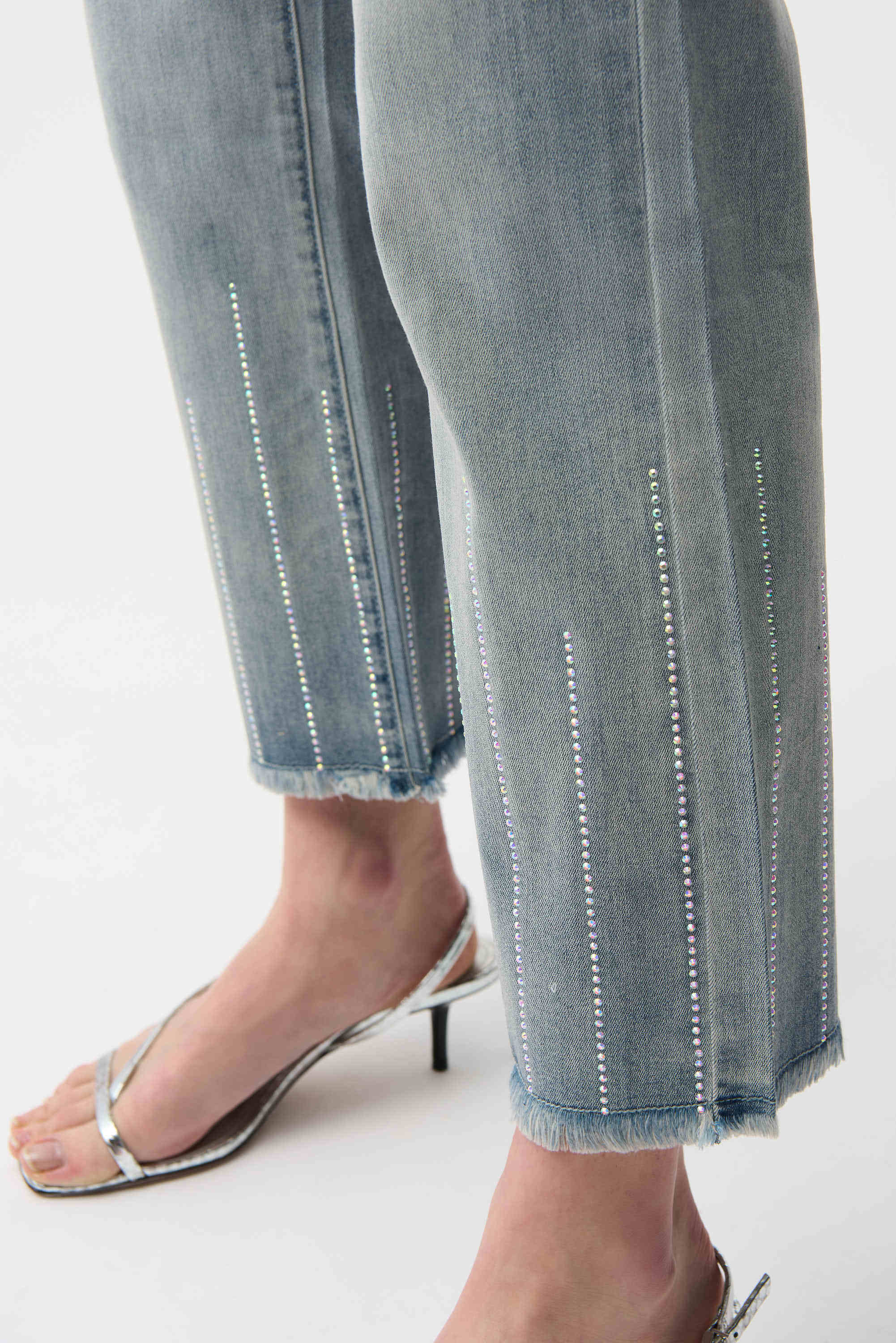 Joseph Ribkoff Straight Crop Jeans With Rhinestones-261945