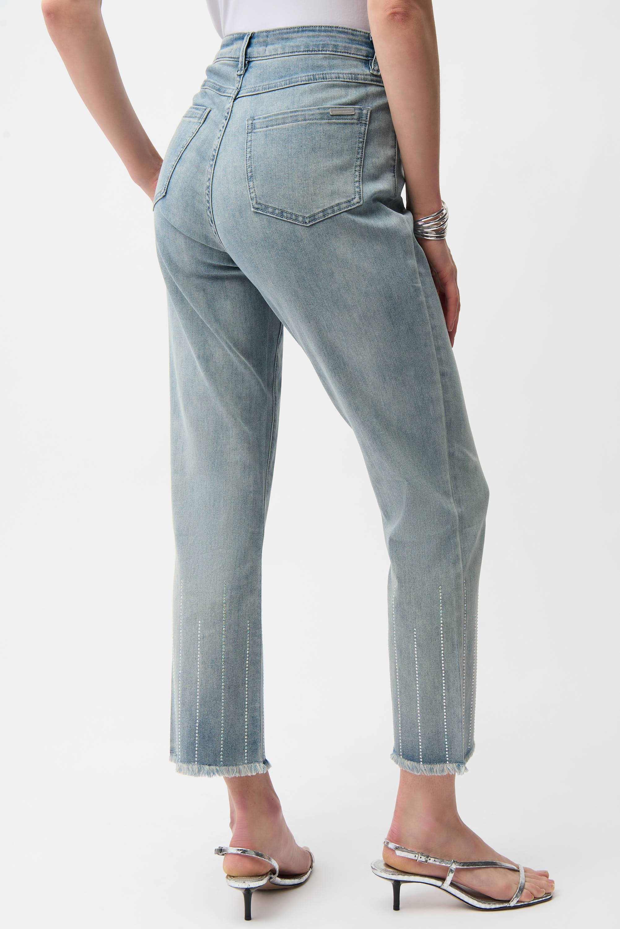 Joseph Ribkoff Straight Crop Jeans With Rhinestones-261945