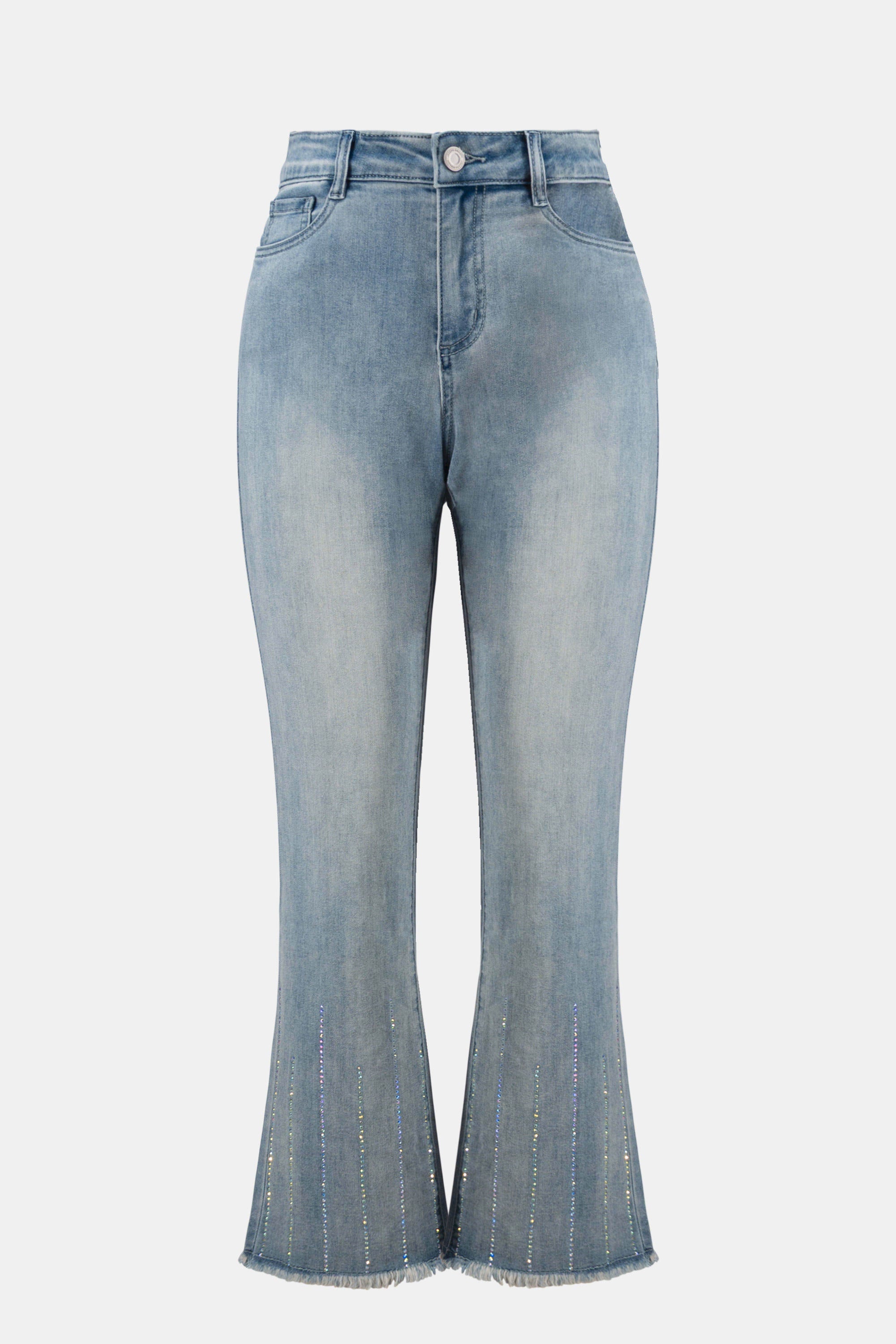 Joseph Ribkoff Straight Crop Jeans With Rhinestones-261945
