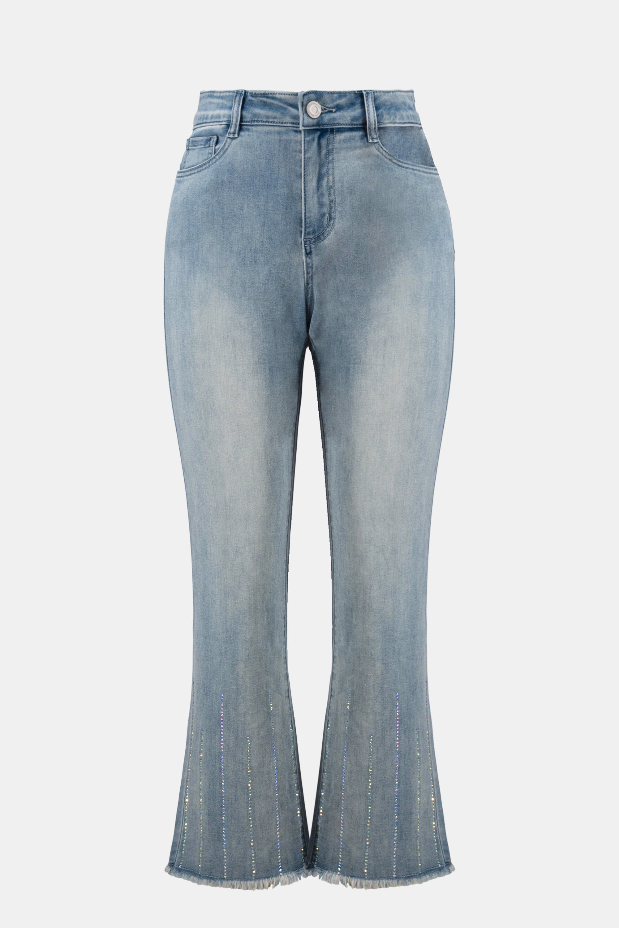 Straight Crop Jeans With Rhinestones