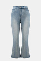 Straight Crop Jeans With Rhinestones
