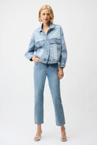 Denim Oversized Jacket With Pearls and Studs