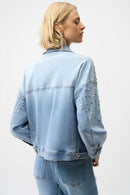 Joseph Ribkoff Denim Oversized Jacket With Pearls and Studs-261946