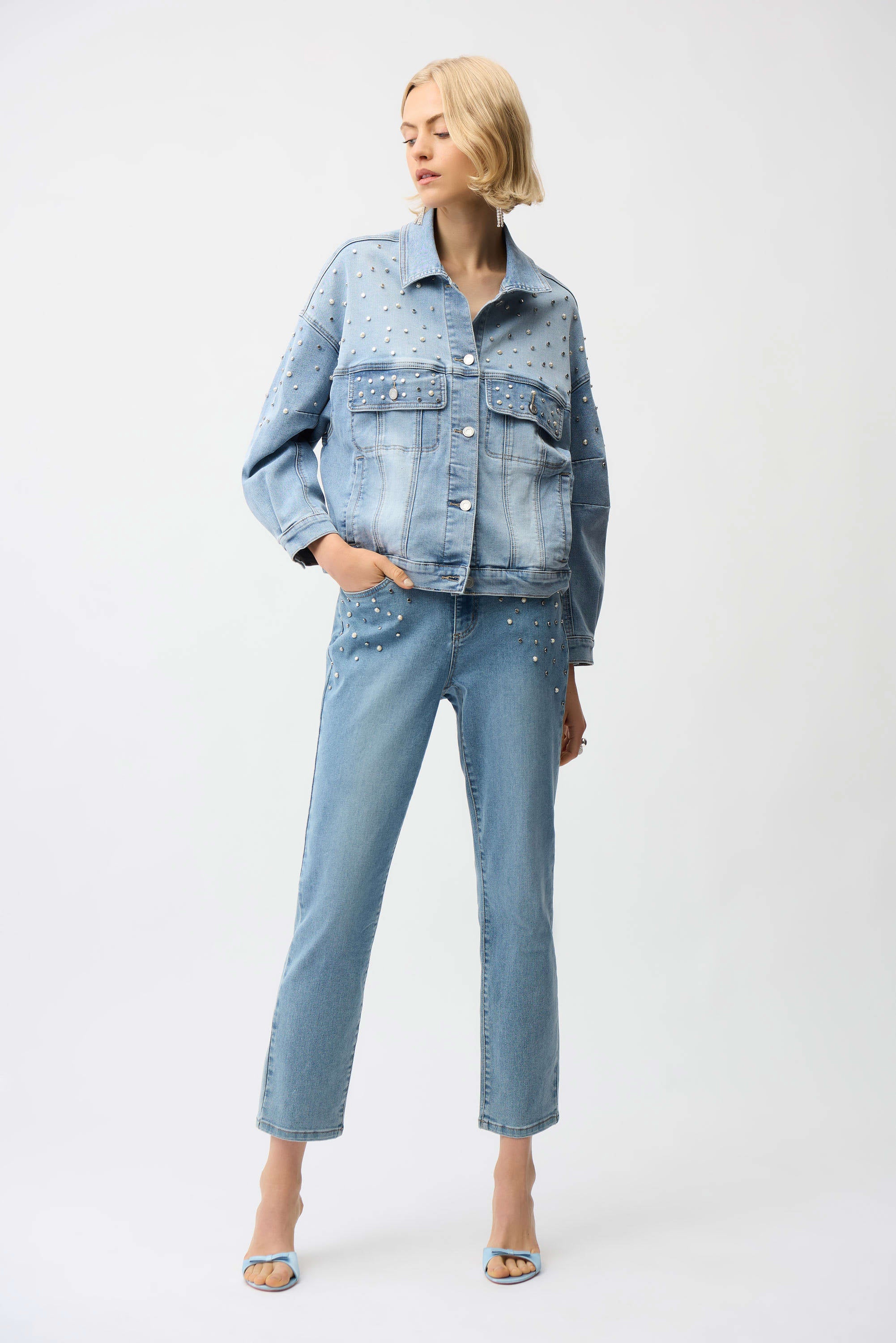 Joseph Ribkoff Slim Leg Jeans With Pearls and Studs-261947