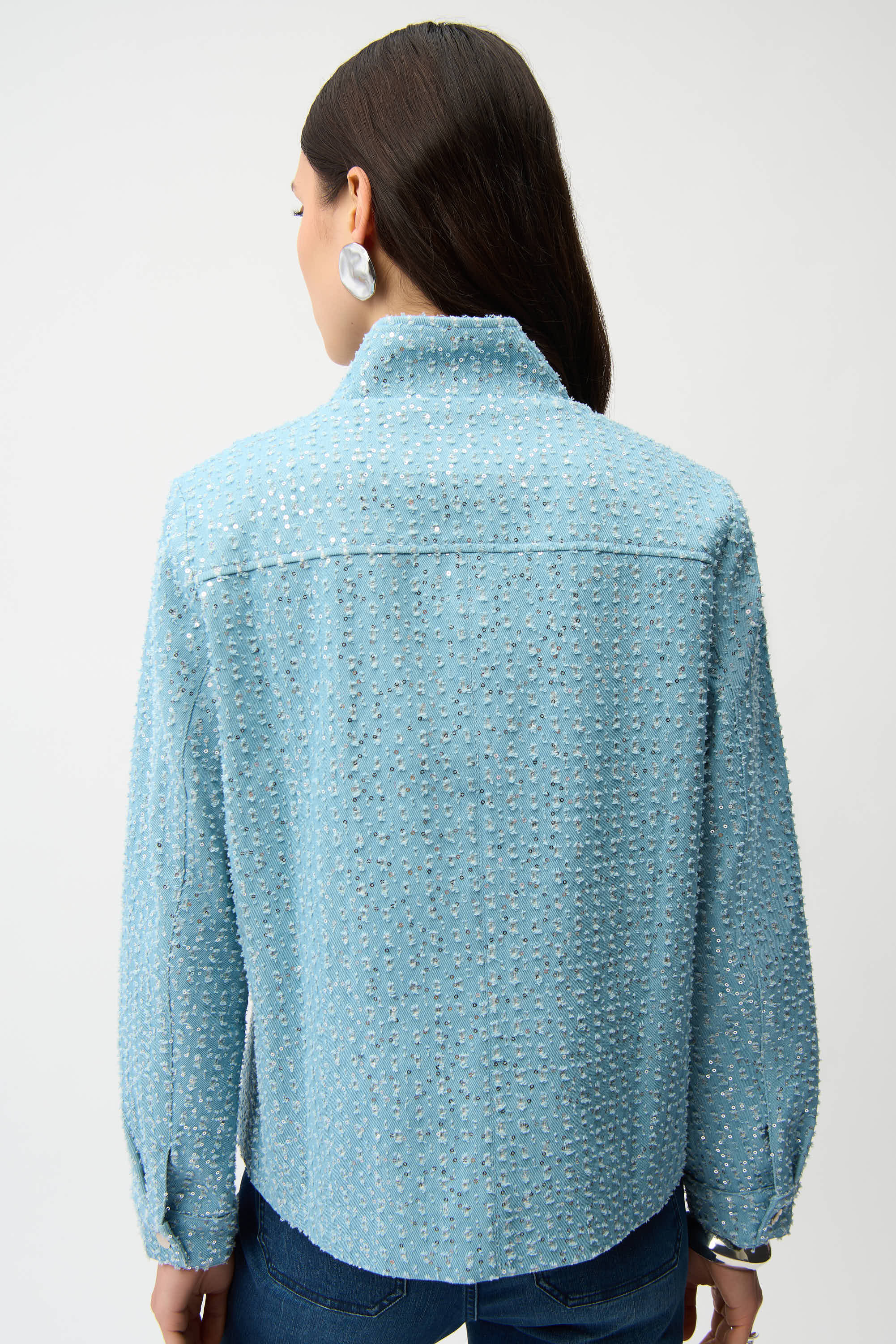 Denim Jacket With Allover Sequins