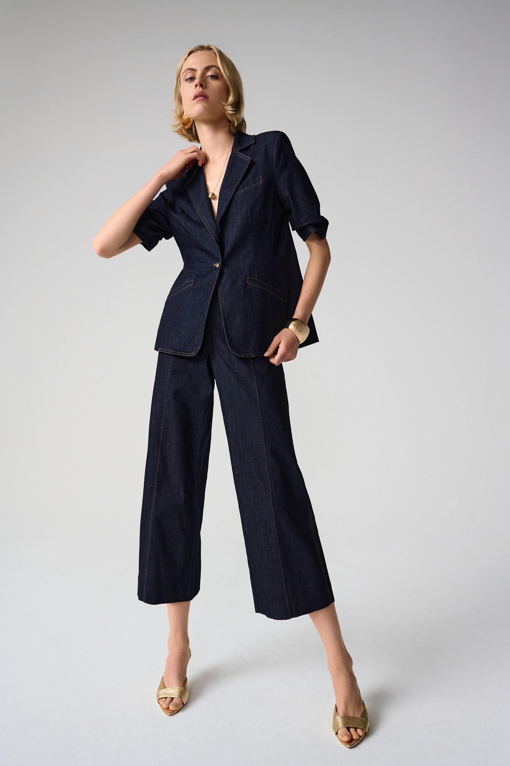 Joseph Ribkoff Culotte Jeans With Exposed Side Zipper-261955