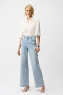 Joseph Ribkoff  Wide Leg Jeans With Pearl and Rhinestones-261960