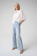 Joseph Ribkoff  Wide Leg Jeans With Pearl and Rhinestones-261960
