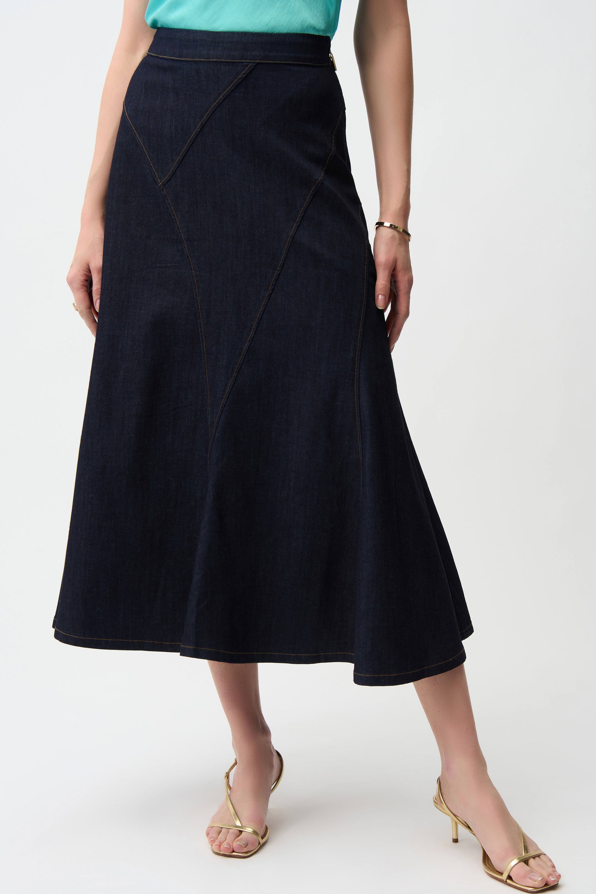 Jospeh Ribkoff Denim Flare Skirt With Exposed Zipper-261969
